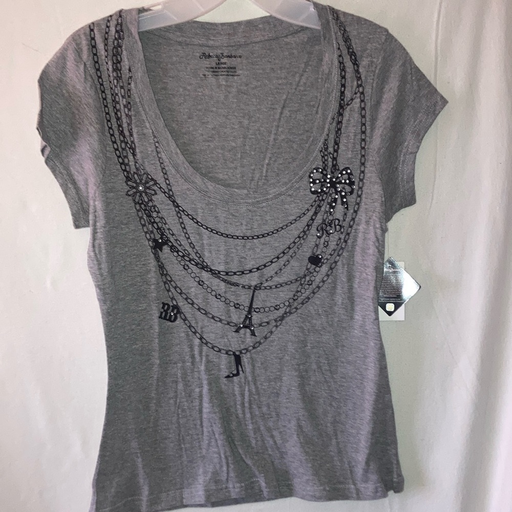 NWT Rebecca Bonbon Gray Graphic Tee
